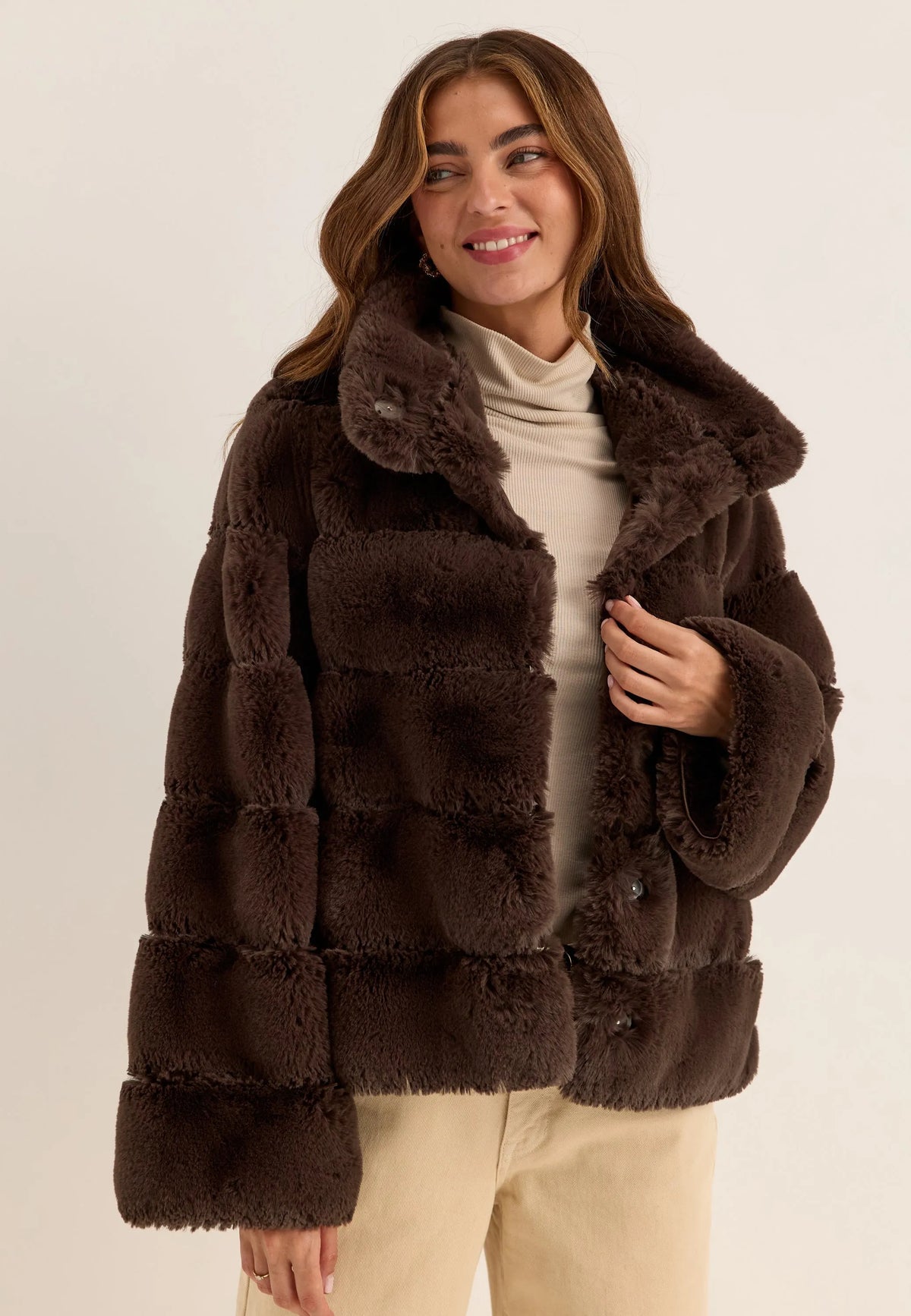 Faux fur High Collar Coat