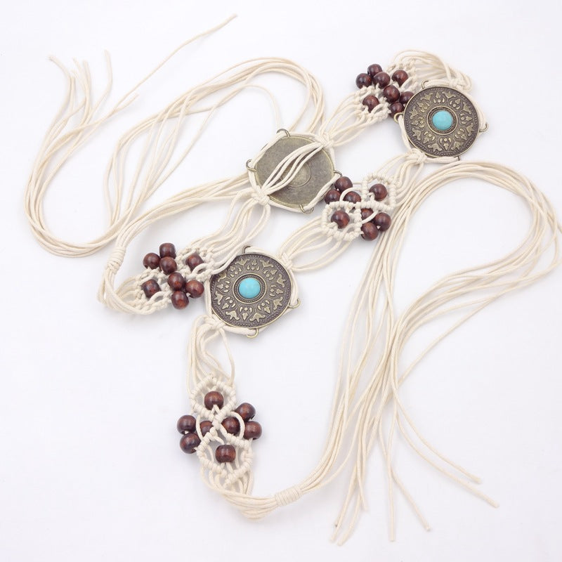 Women's Bohemian Rope Braid Tassel Belt