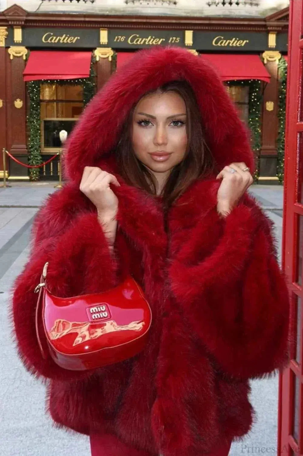 Cropped Faux Fur Hooded Coat