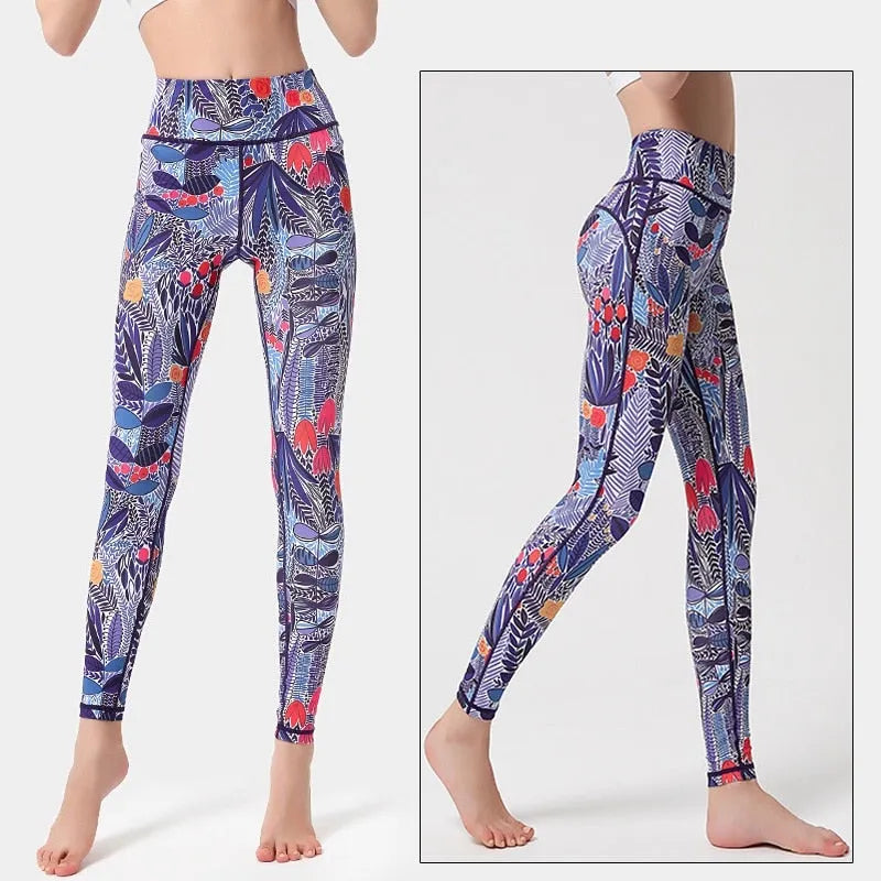 KittenAlarm - Mojoyce Cloud Hide Yoga Pants Sports Leggings Women High Waist Trainer Long Tights Flower Push Up Running 