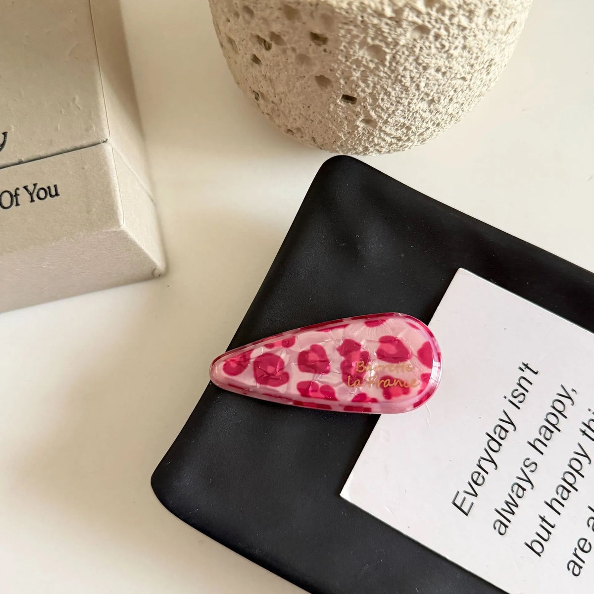 Acrylic Pink Leopard Print Hair Clips Set - Fashionable Claw Clips