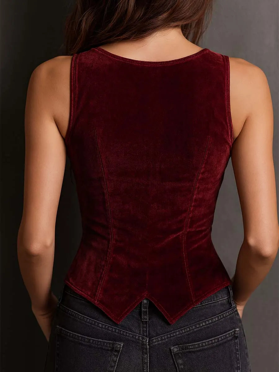 Retro Polyester Velvet Lace Collar Vest
