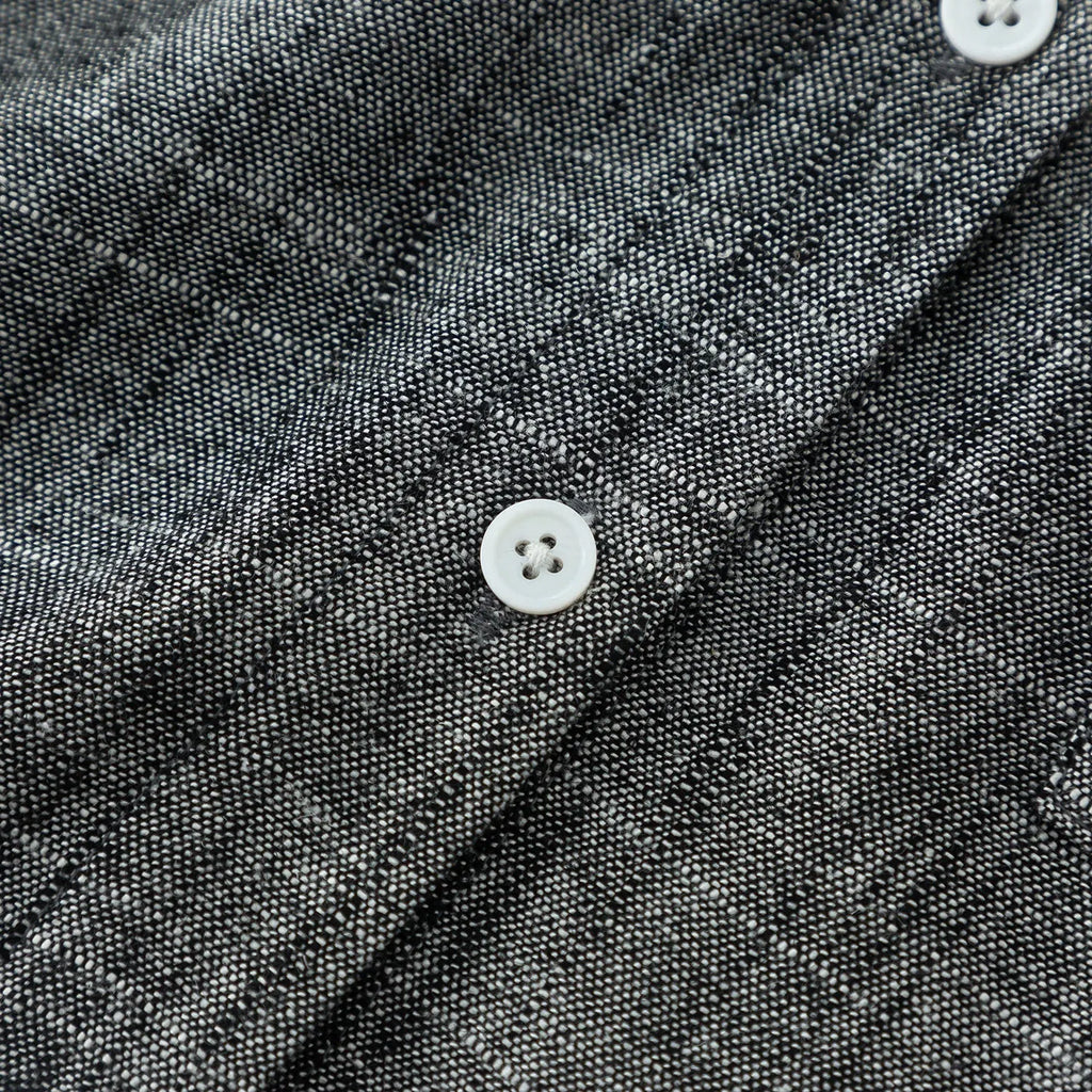Charcoal Linen Blouse - Button-Down, Long Sleeve, Loose Fit 4915