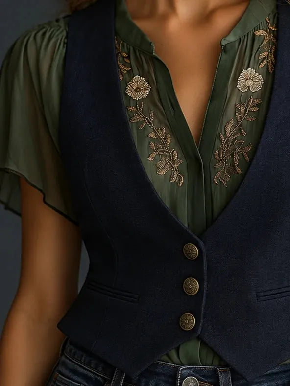 Ornate-Button Tailored Waistcoat