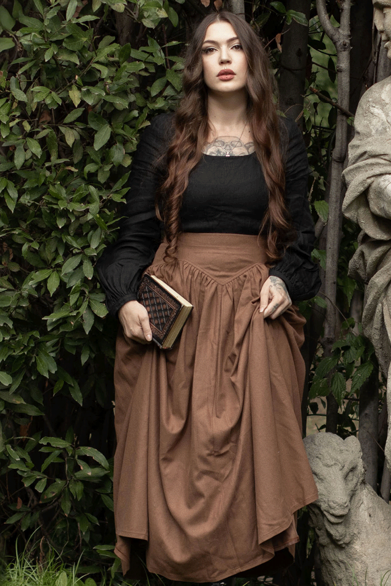 Brown Wool Maxi Skirt – Vintage High Waist A-Line Skirt for Autumn & Winter 4732
