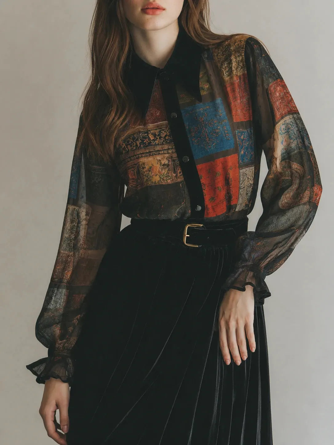 Retro Blouse in chiffon, Smart Price