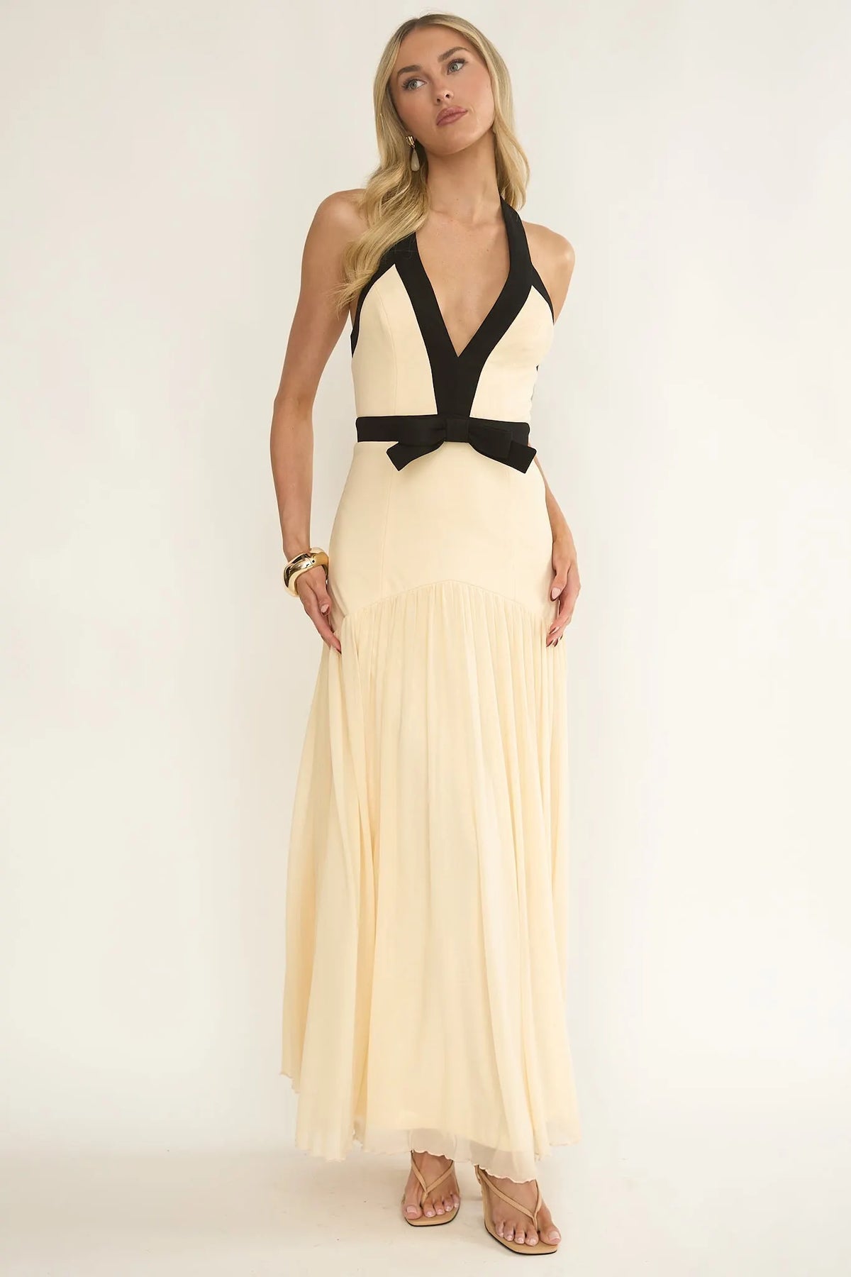 Aven Halter Bow Maxi Dress Butter