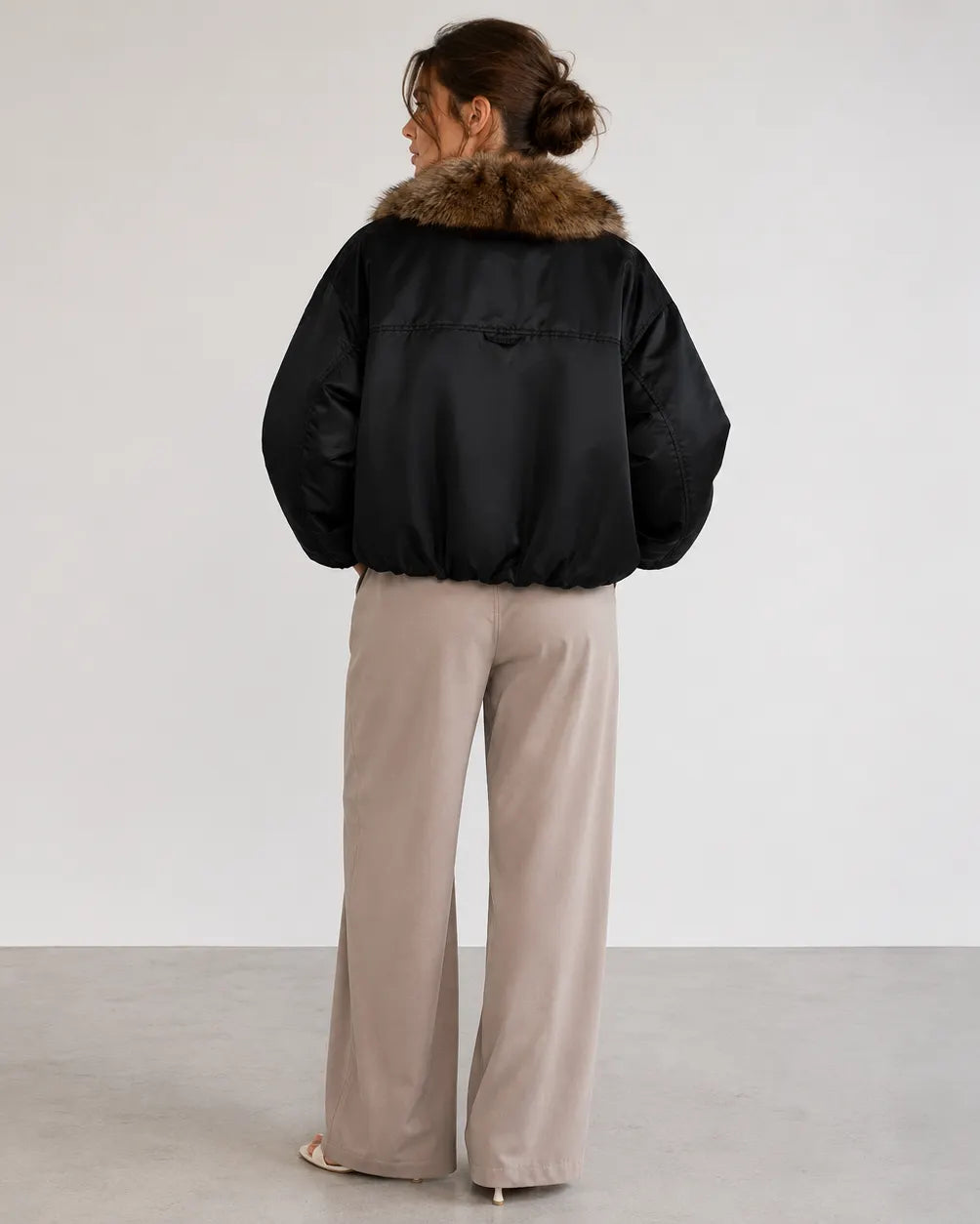 FUR COLLAR BOMBER JACKET