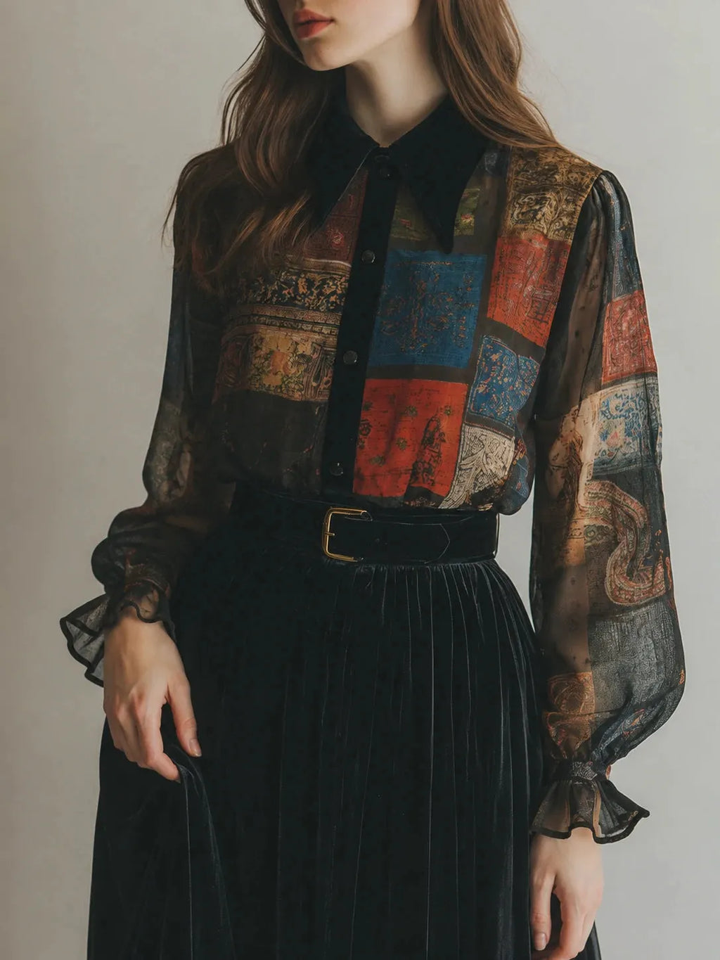 Retro Blouse in chiffon, Smart Price