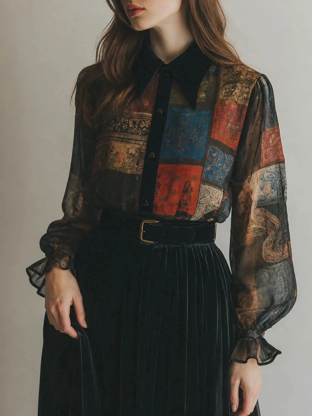 Retro Blouse in chiffon, Smart Price