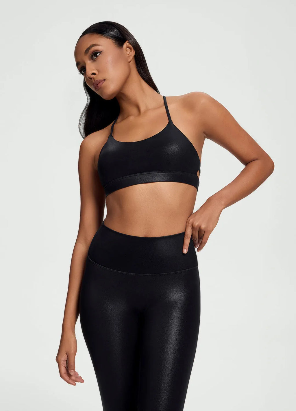 Sleek Faux Leather 7/8-Length Leggings