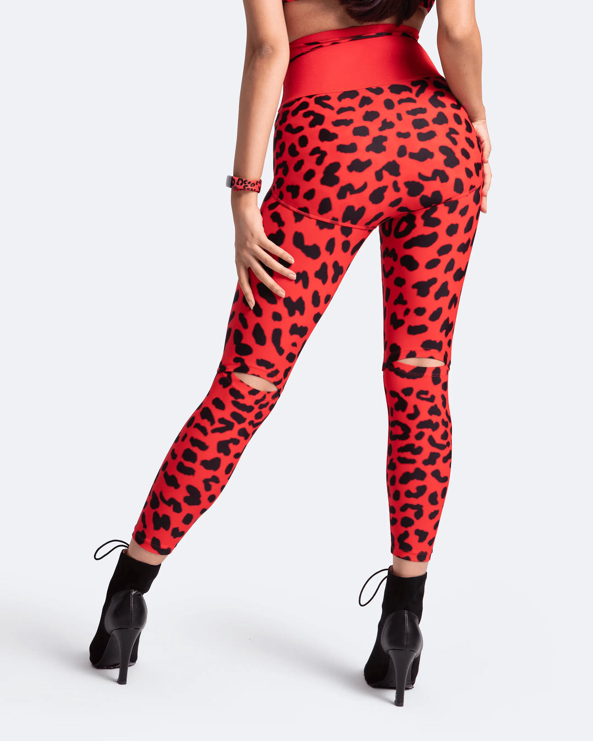 High-Waisted Leggings with Knee-Slit Detail