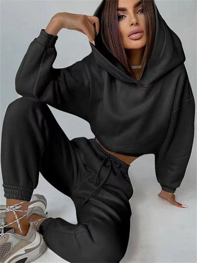 KittenAlarm - Mojoyce New Oversized Hoodie And Pants Set For Women Hooded Sporty Leggings Matching Tracksuit Two Piece S