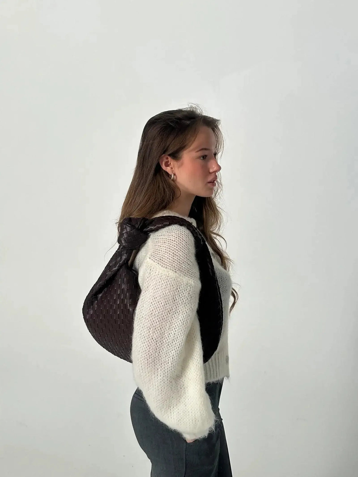 Medium Woven Faux Suede Bag
