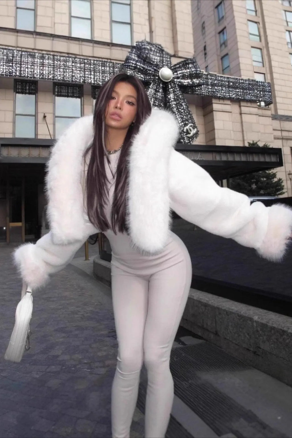 Solid Color Plush Warm Short Hooded Coat