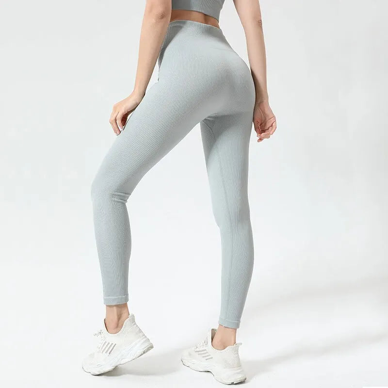 KittenAlarm - Mojoyce Fitness Yoga Leggings Women Ribbed Yoga Pants Sport High Waist  Push Up Tights Pants Workout Runni