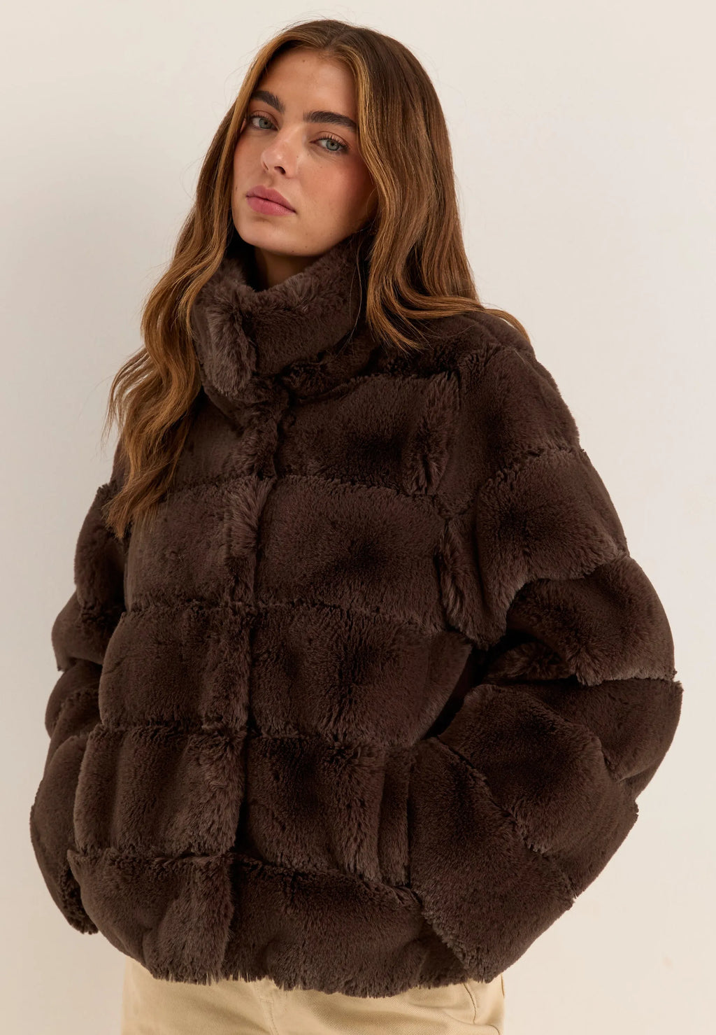 Faux fur High Collar Coat