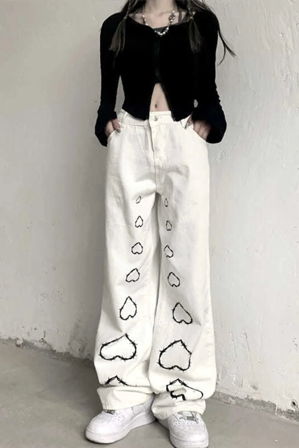 KittenAlarm - Big Love Pattern Casual Wide Leg Pants