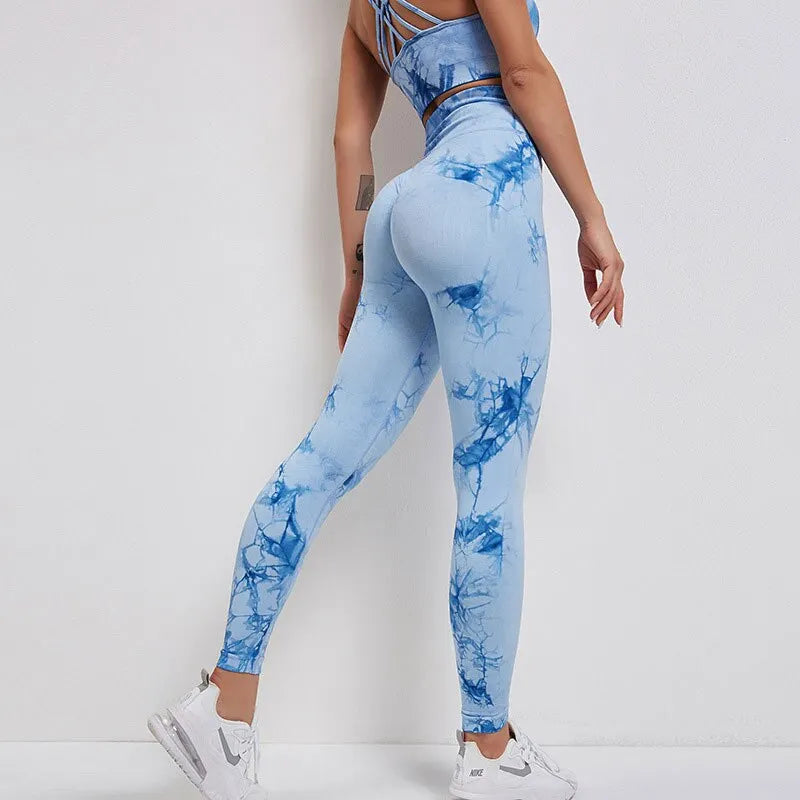KittenAlarm - Mojoyce Tie Dye Yoga Pants Women Fitness Sport Leggings  Push Up High Waist Workout Seamless Tights Runnin