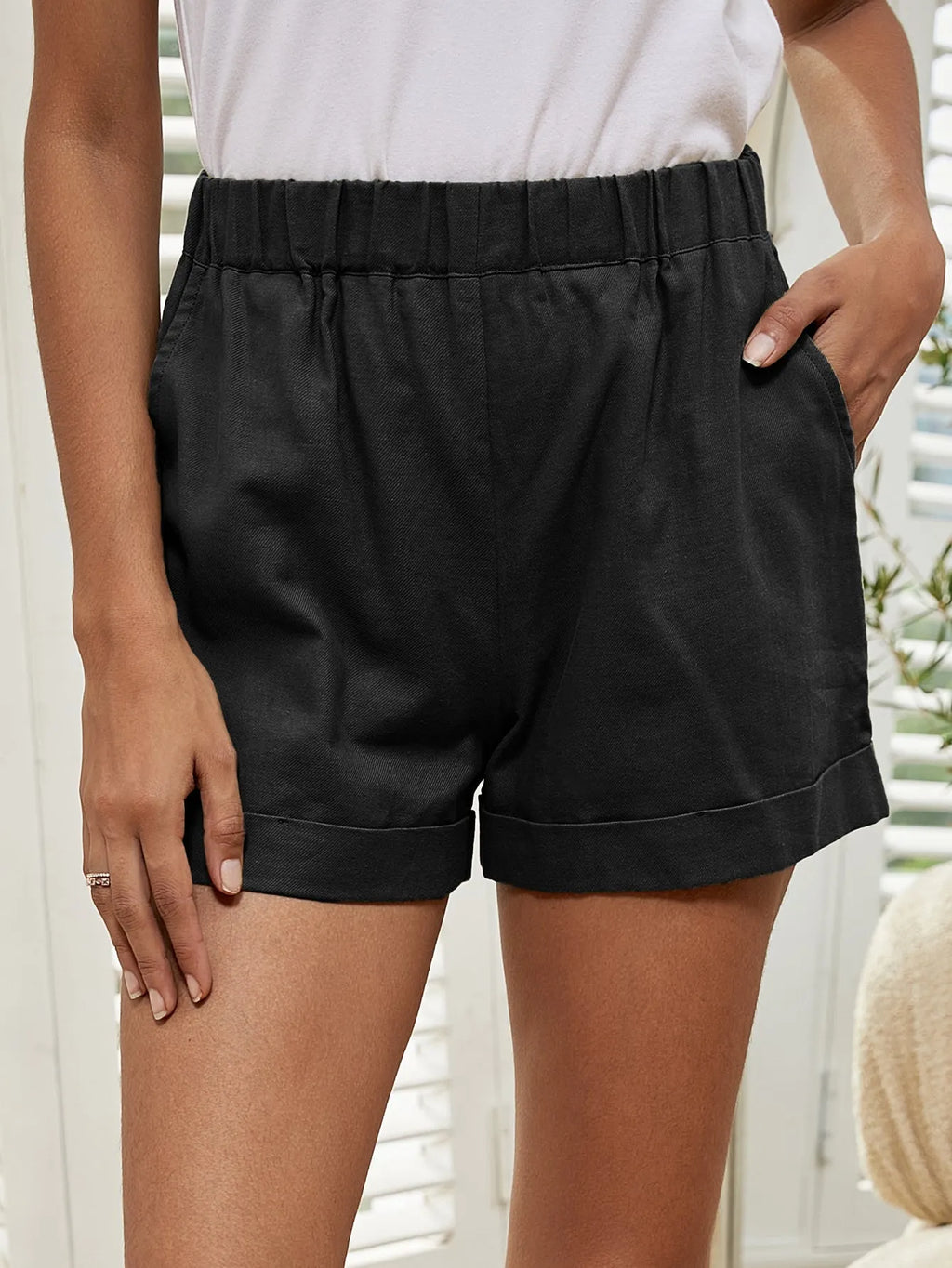 KittenAlarm - Women's Solid Color Shorts Ladies Casual Short Pants