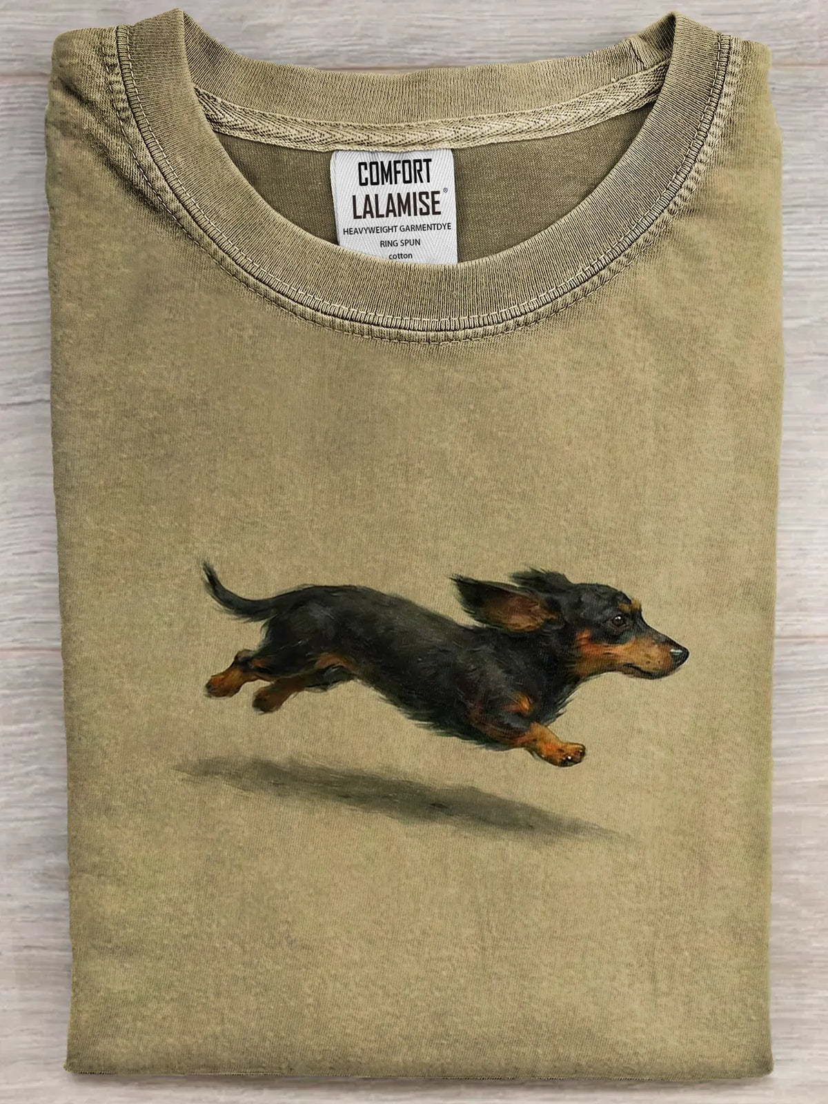 Funny Retro Cute Running Dog Art Print Casual Cotton Short Sleeve T-shirt