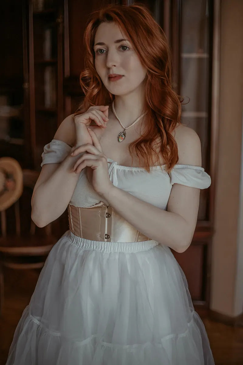White Petticoat Skirt – Layered Tulle Underskirt for Vintage Dresses 3398