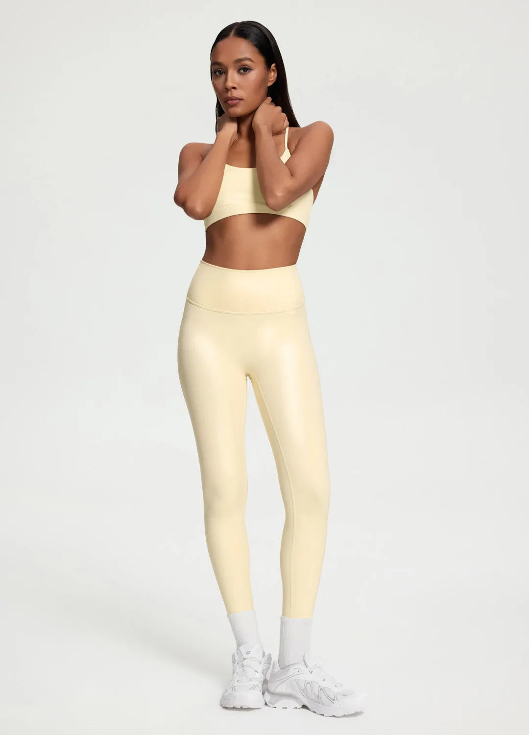 Sleek Faux Leather 7/8-Length Leggings