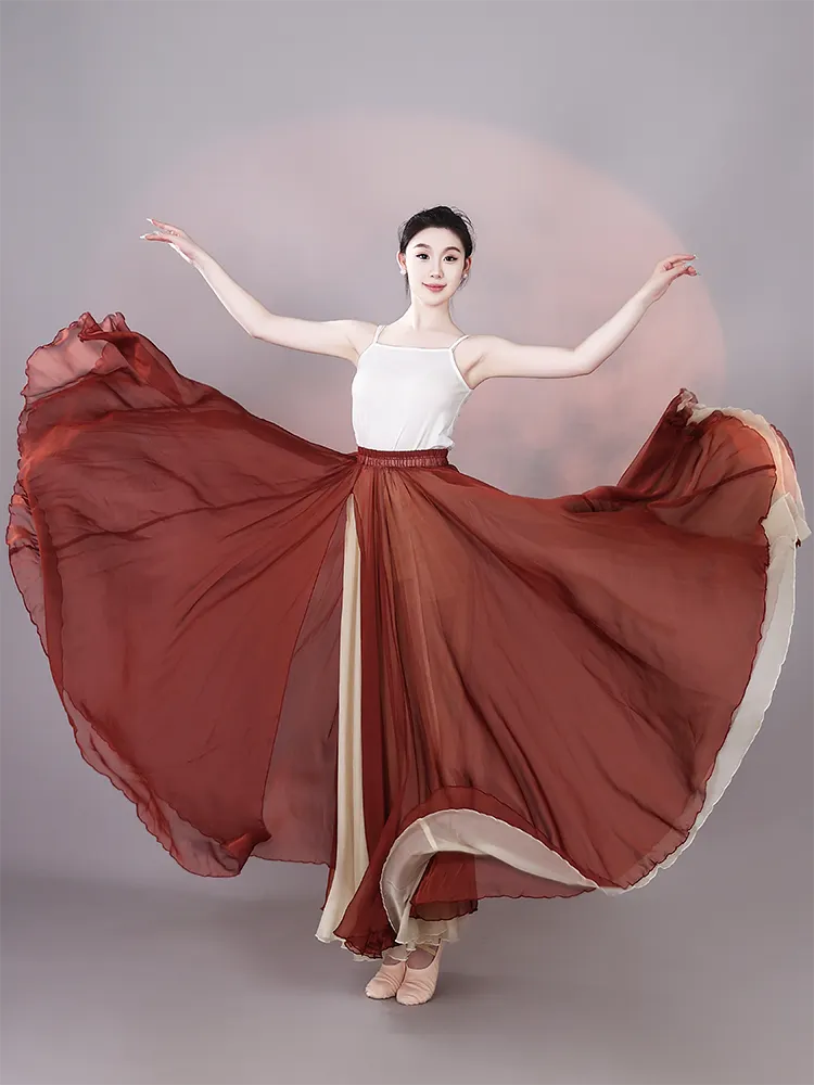 Maxi swing long chiffon skirt women TT5010