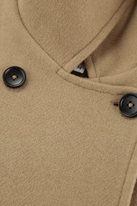 Batwing Sleeve Wool Blend Coat