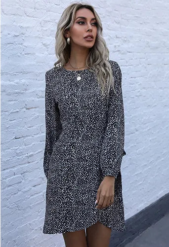 Keeper Printed Tie Dress - Black