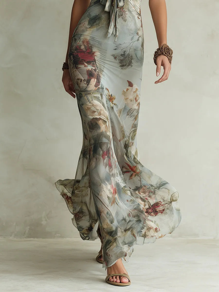 Vintage Maxi Dress in chiffon, Smart Price