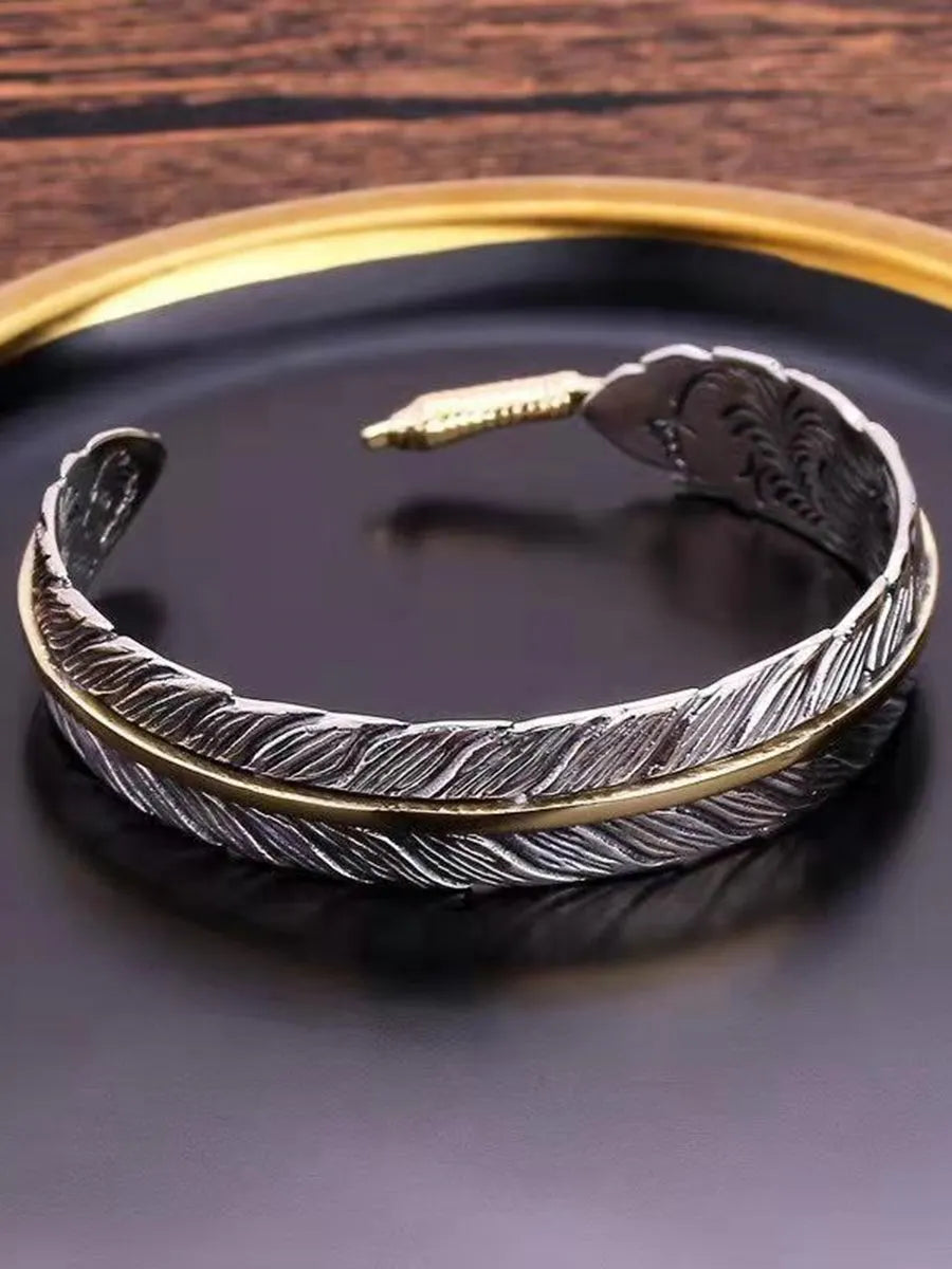 Vintage Western Feather Cuff Bracelet