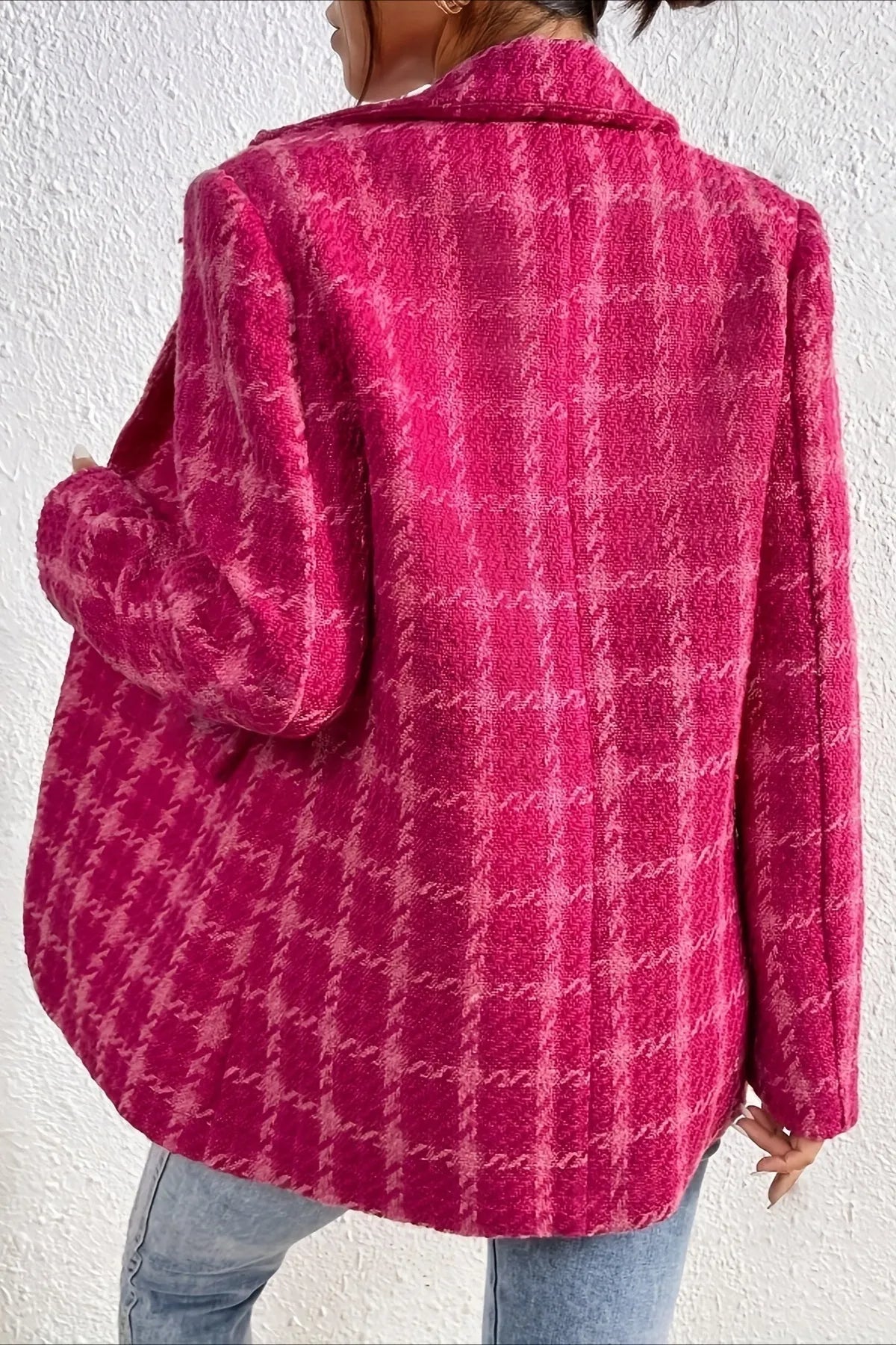 Red Plaid Elegant Blazer Coat