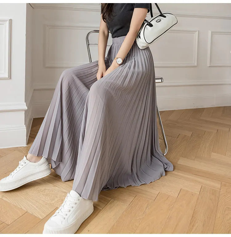 KittenAlarm - High Waist Loose Thin Pleated Skirts