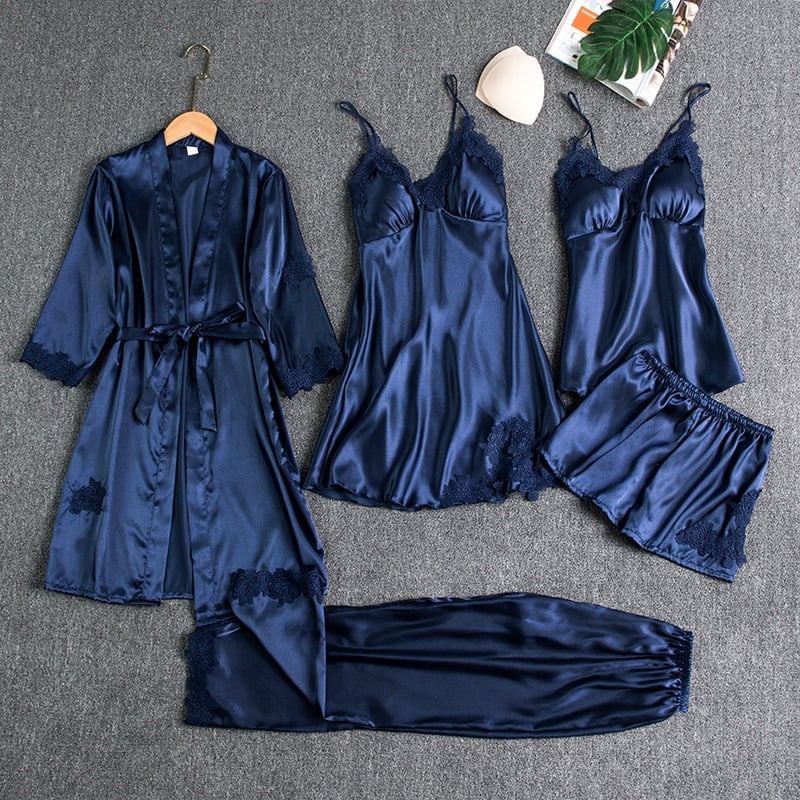 Rebecca | 5-Piece Silk Lace Nightwear Set