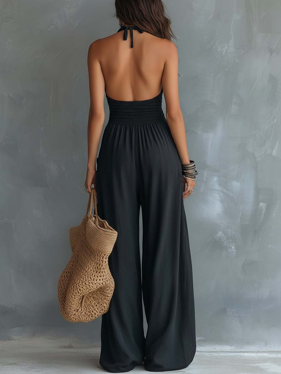 Retro Jumpsuit in linen, Premium Look