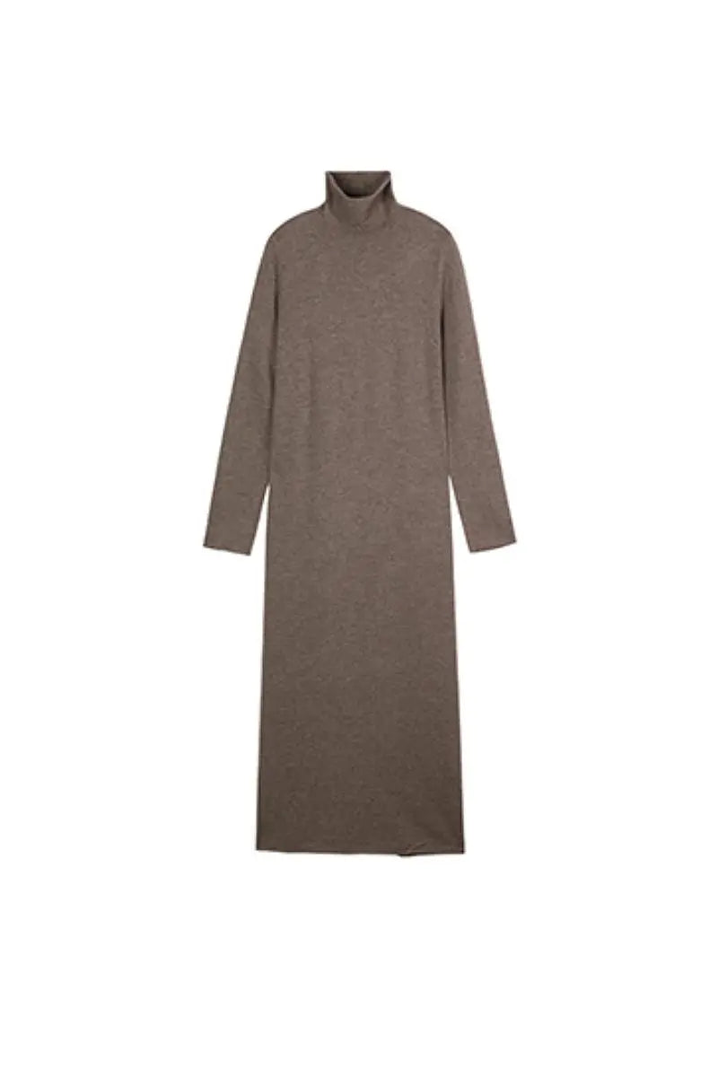 100 Wool Long Sleeve Crewneck Maxi Sweater Dress