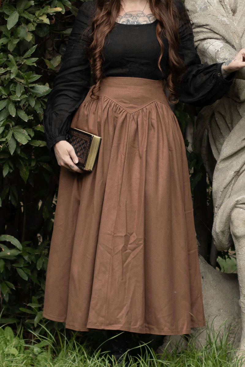 Brown Wool Maxi Skirt – Vintage High Waist A-Line Skirt for Autumn & Winter 4732