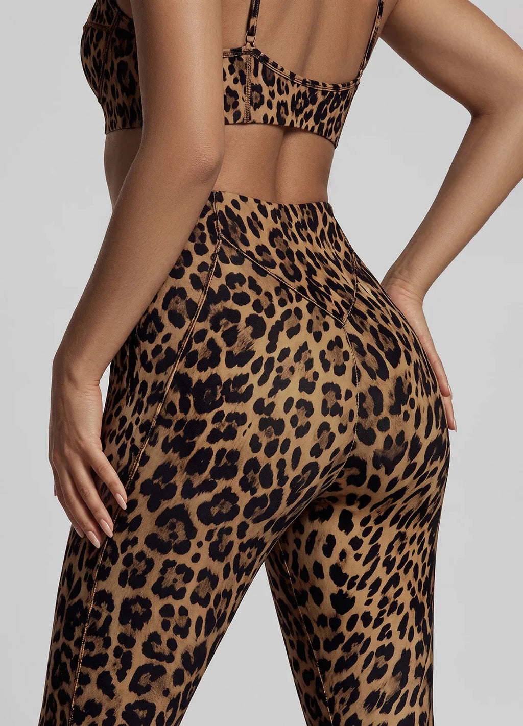 Golden Leopard Print Longline Flare Leggings
