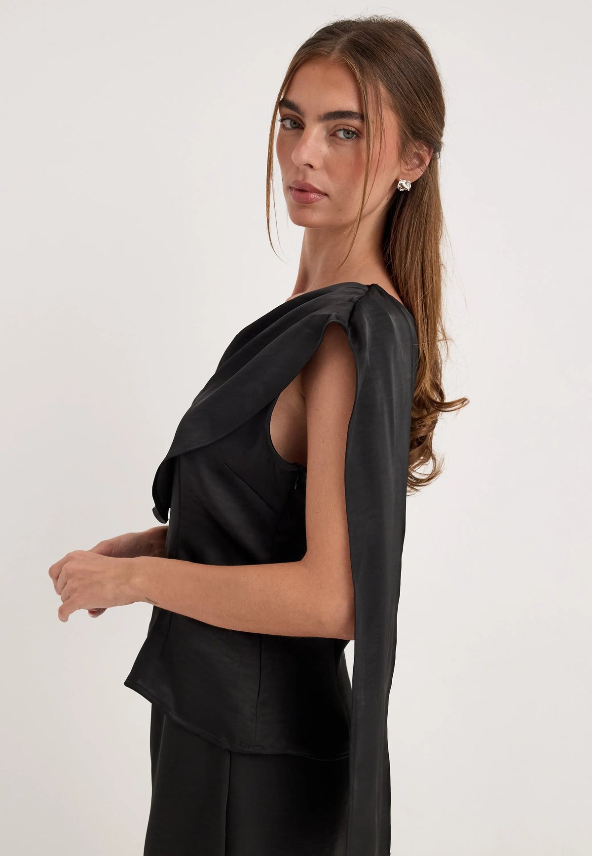 Satin One Shoulder Blouse