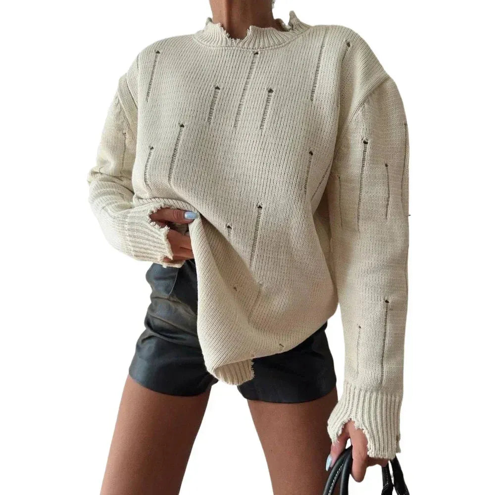 Ripped Y2K Casual Long Sleeve Sweater