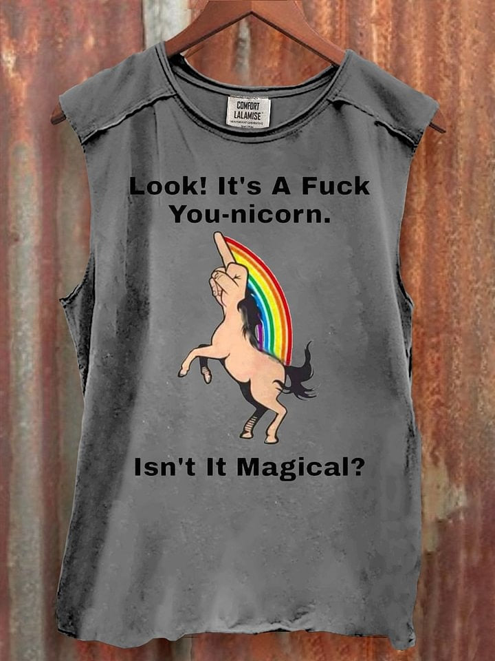 Fuck you nicorn Funny Quote Art Print Casual Short Sleeve T-shirt