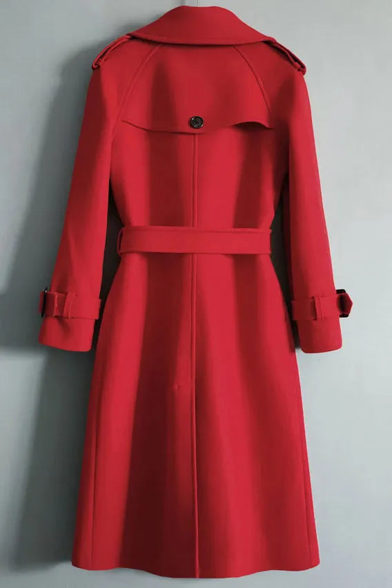 Camel Wool Coat - Double Breasted Belted Straight Silhouette 2840