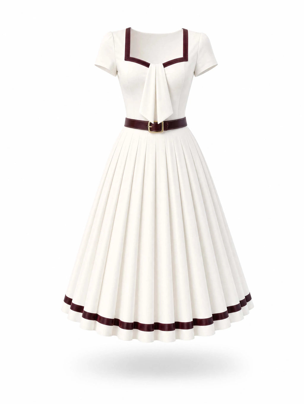 Vintage Square Neck Midi Dress
