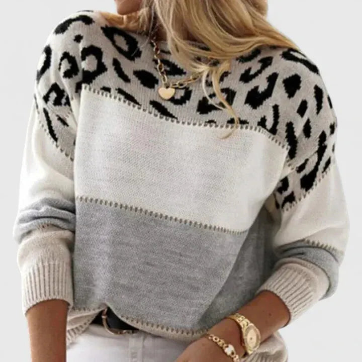 LIA – COLOR BLOCK PRINT SWEATER