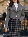 Vintage Lapel Cropped Woolen Coat