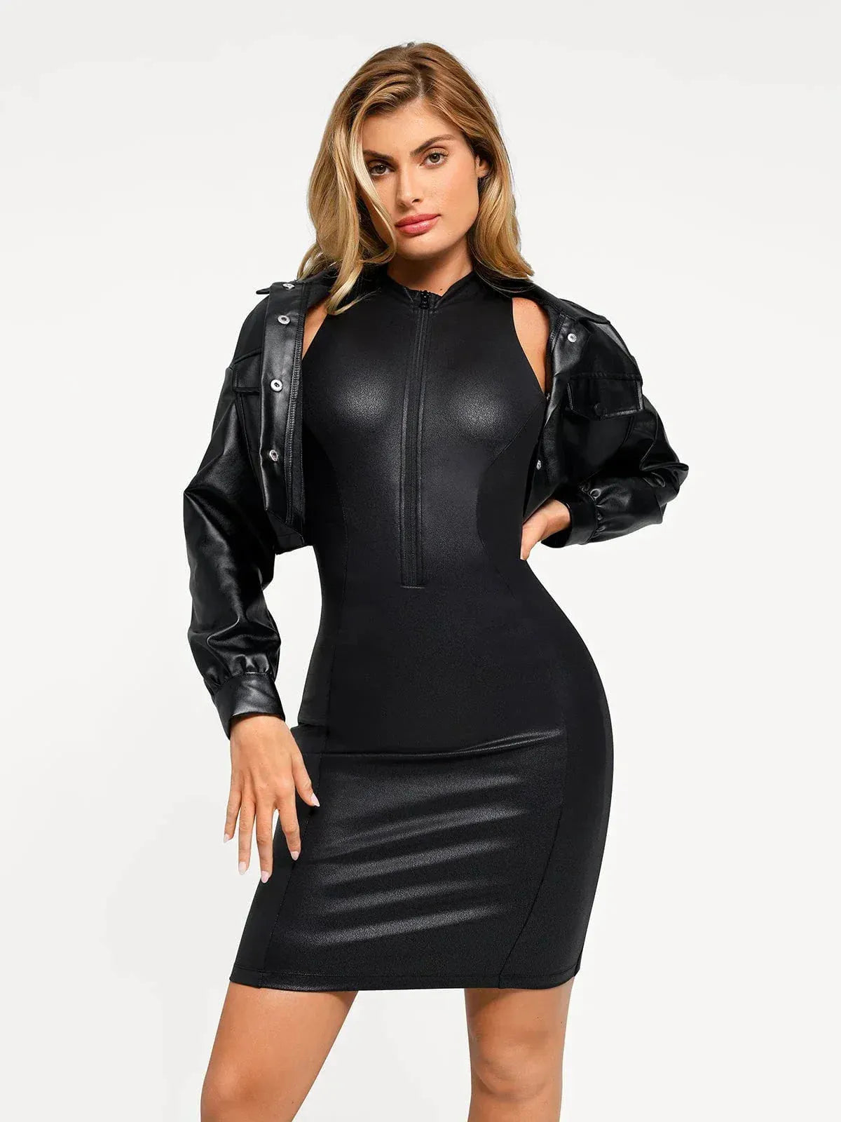 Sculpt Zip Midi Dress