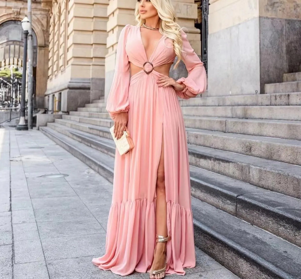 Veronique Cotton Blend Cutout Maxi Dress - Orchid - FINAL SALE