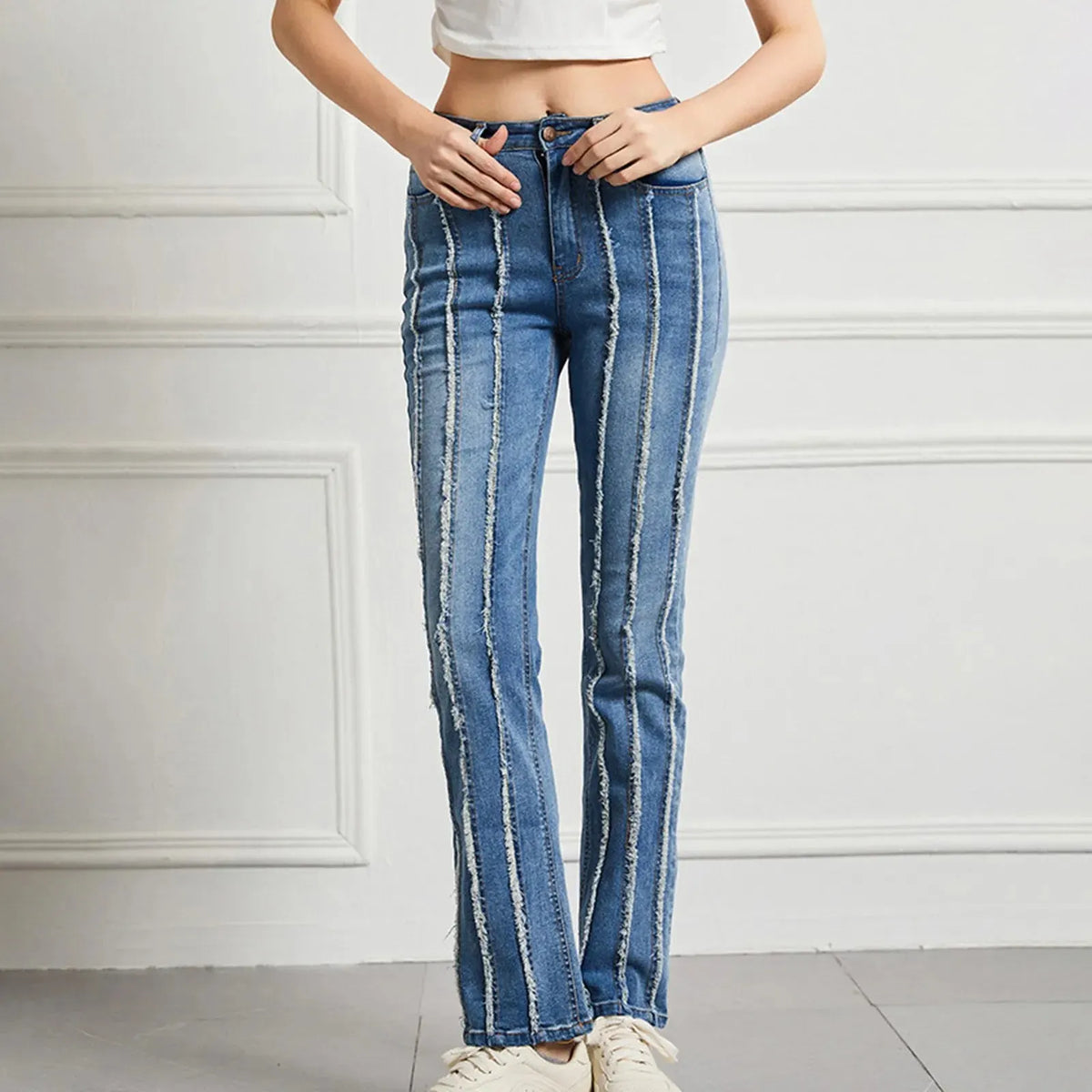 Vintage High Elastic Cargo Pantalones Jeans