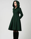 Vintage Wool Blend Hooded Coat – Handmade Winter Overcoat 2647